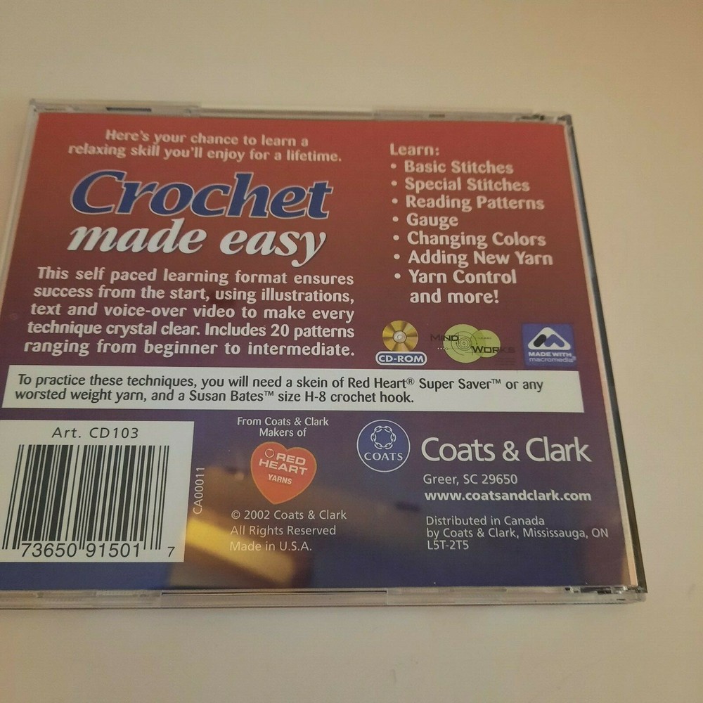 Crochet made easy Interactive CD-ROM Coats & Clark 20 patterns