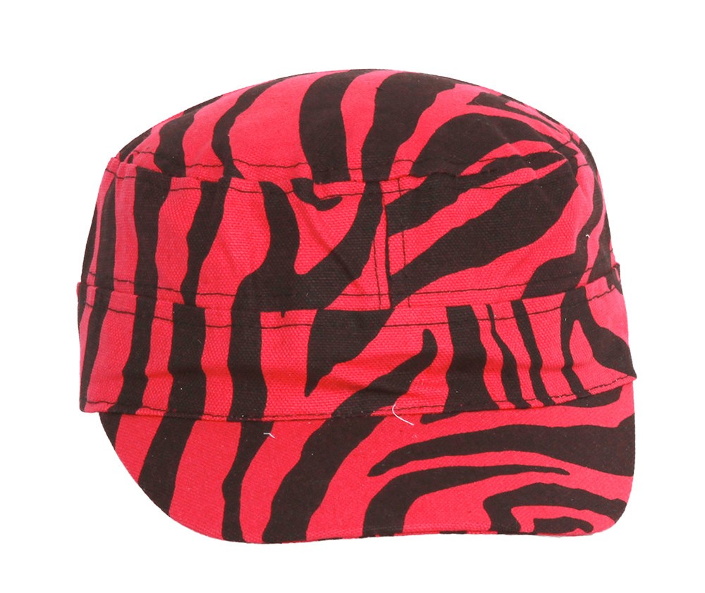 Clover Zebra Animal Print Fitted Cadet Hat - Medium/Large - Pink