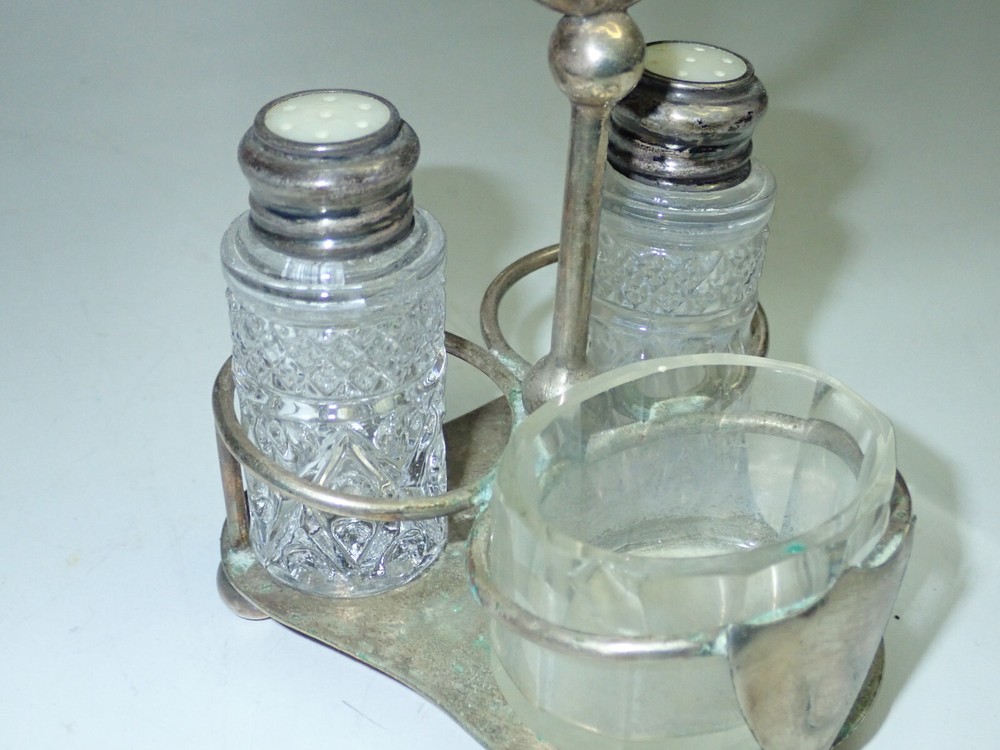 Cut Glass - Antique Silver Salt & Pepper Serving set