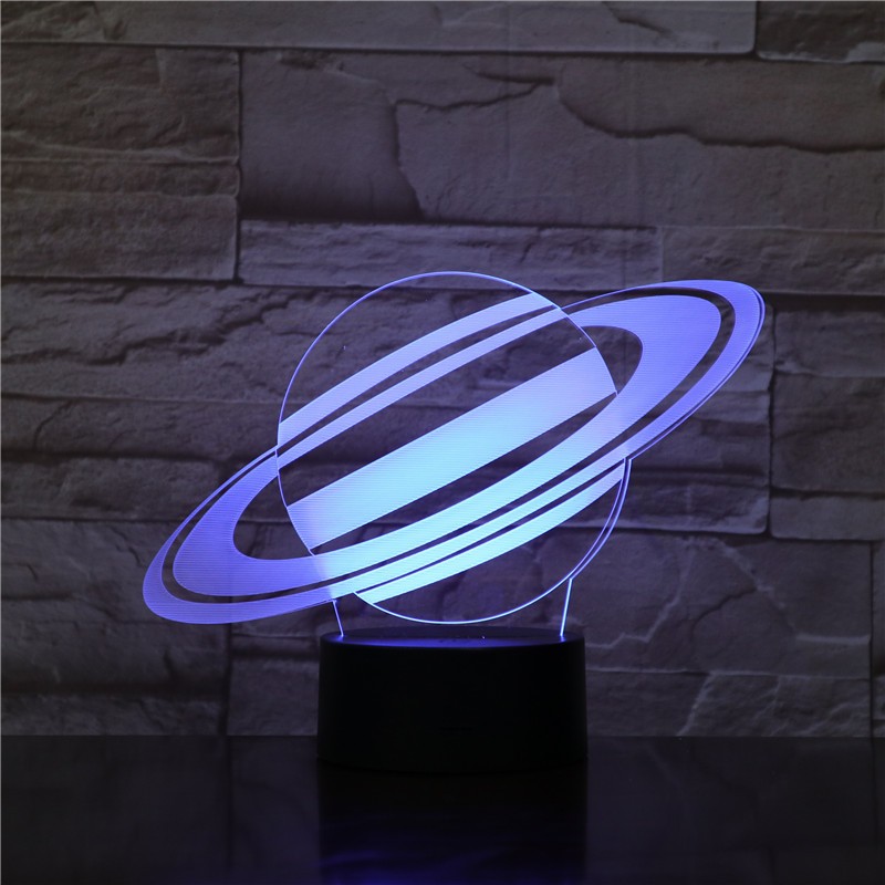 Saturn 3D Illusion Night Light Planet LED USB Table Creative Bedroom Decoration