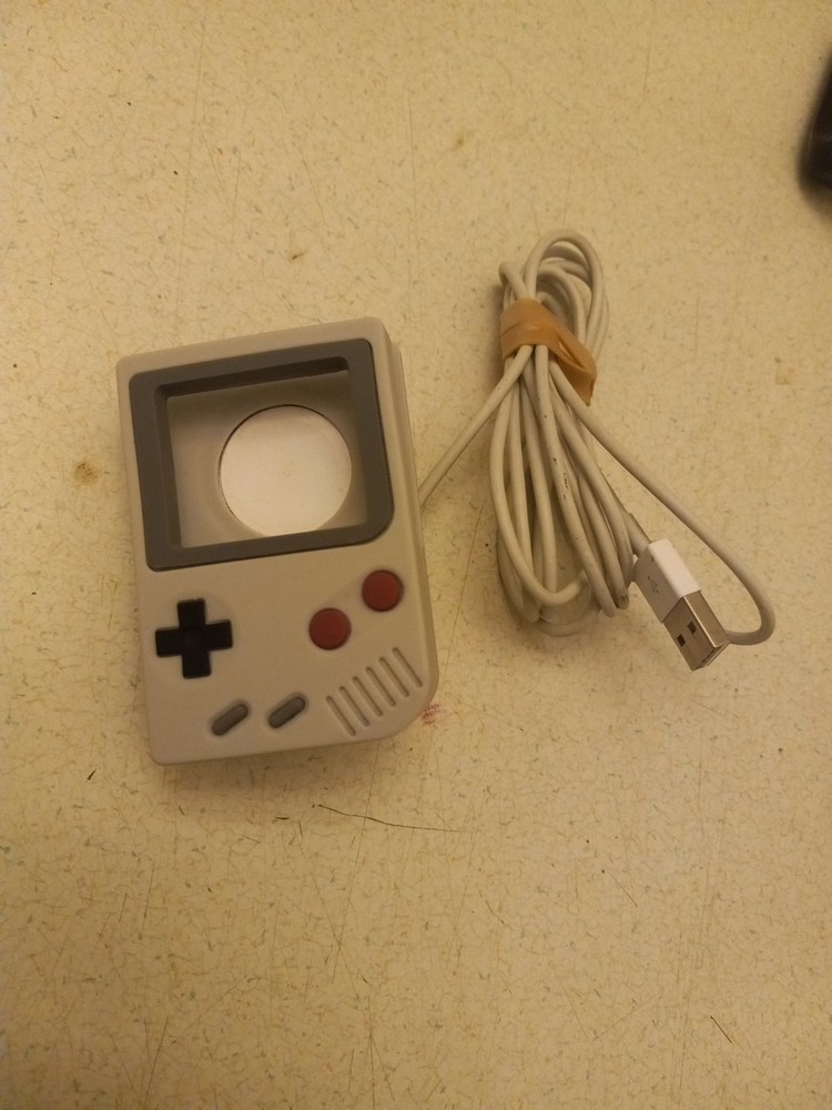 Retro GameBoy Console Charging Dock Apple Watch Grey Silicone w/ Charging Cable