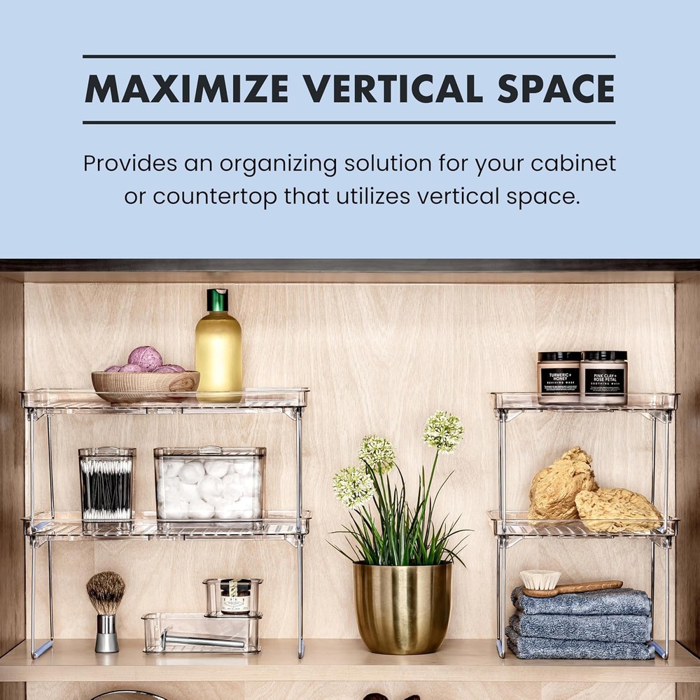 madesmart Small Stackable Storage Shelf for Cabinets or Counters,