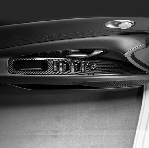 Door Lock Glass Control Button Panel Cover Window Lift Switch Panel Trim carbon