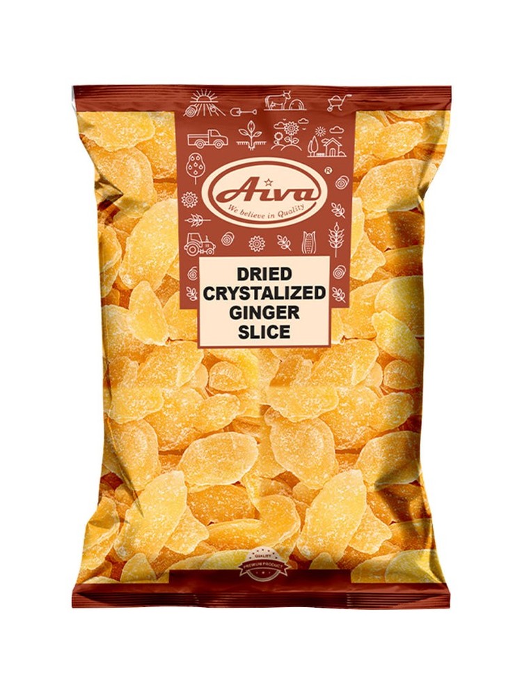 Aiva Ginger Slice Crystallized 1 LB | Ginger Chips Spice Cooking Herbal Tea