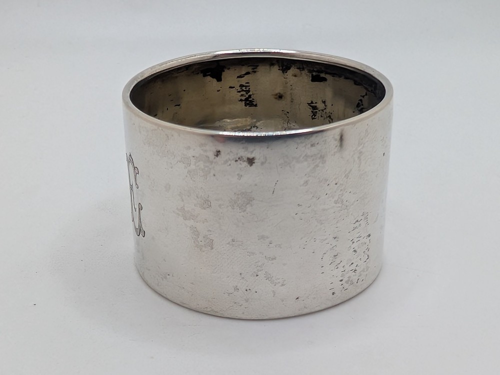 Antique German 800 Silver Napkin Ring "E" initial engraving, as is