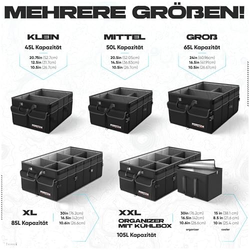 Car Trunk Organizer, Collapsible Multi Compartment SUV Organizer, XL Black