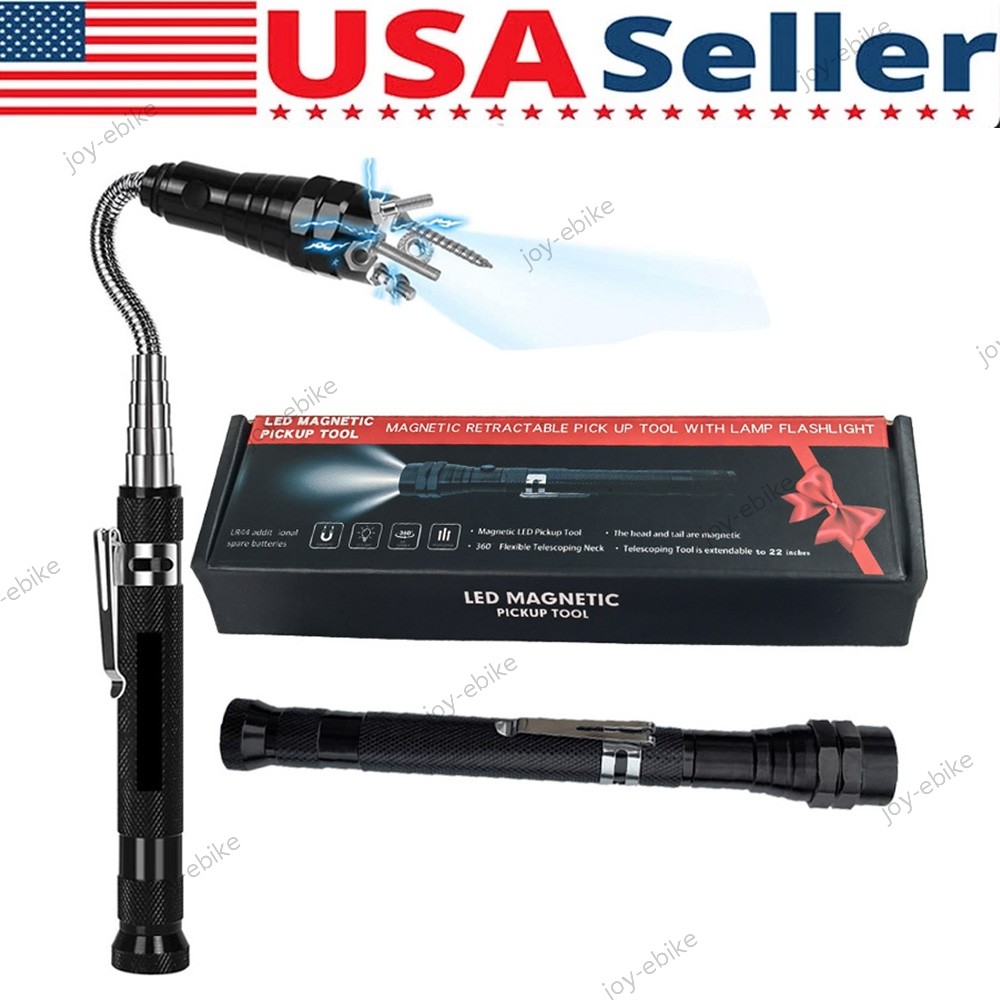 LED Magnetic Pickup Tools Telescoping Flashlights with Extendable Magnet Stick