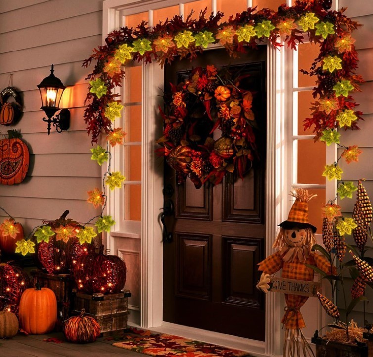 13.6FT Fall Lights Thanksgiving String 35 Multi-colored Maple Leaf