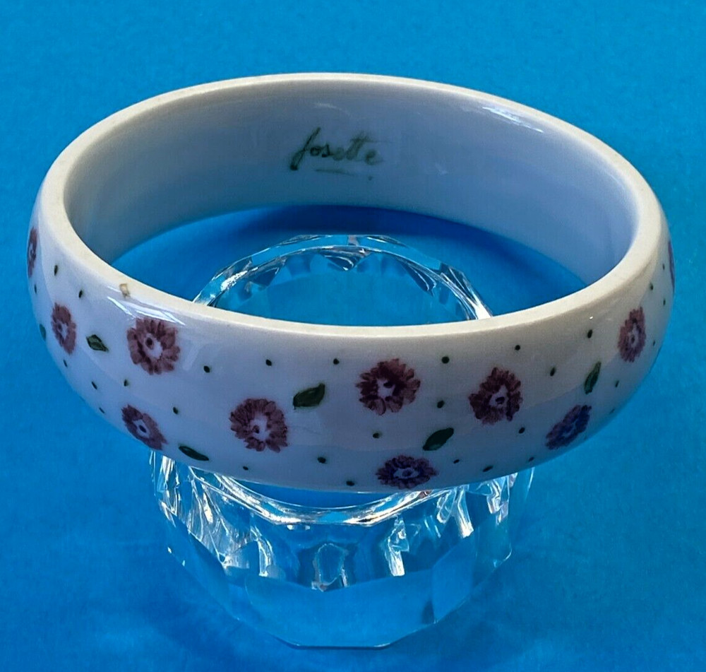 Vintage Ceramic Signed Josette Bangle Bracelet