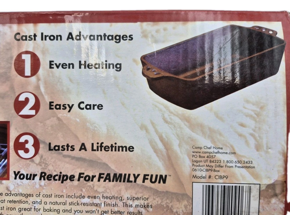 Camp Chef Home Seasoned Cast Iron Bread Pan NEW