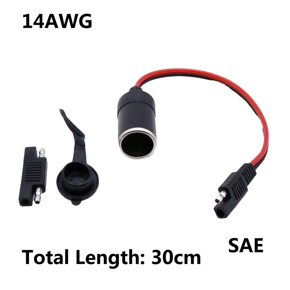 Cigarette Lighter Socket Female To SAE Car Solar Panel Battery Power Cable 14AWG