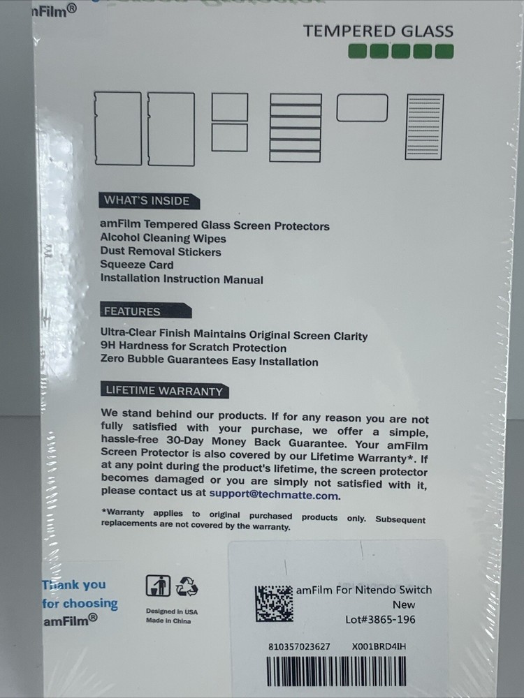 Tempered Glass Screen Protector Nintendo Switch Easy Install Applicator Sealed