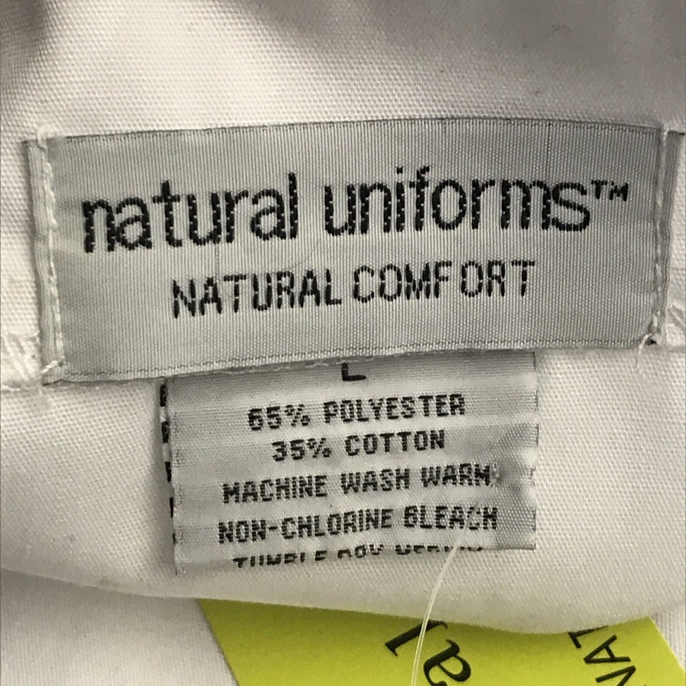 Natural Uniforms Unisex Long Sleeve Solid White Button Up Collared Lab Coat Sz L