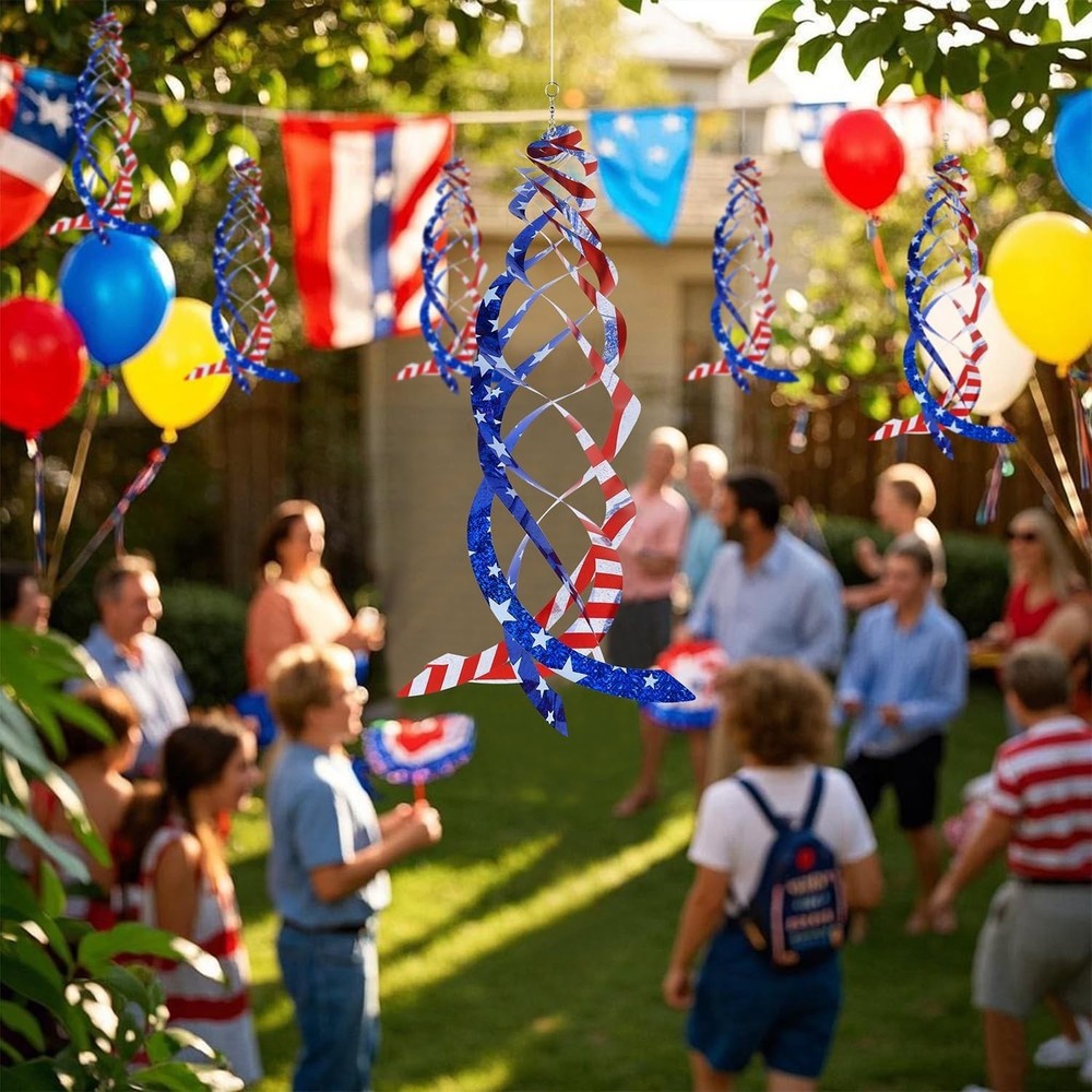 6 American Flag Reflective Garden Spinners - Effective Bird Deterrent Solution