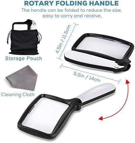 Folding Handheld Magnifying Glass with Light 3X