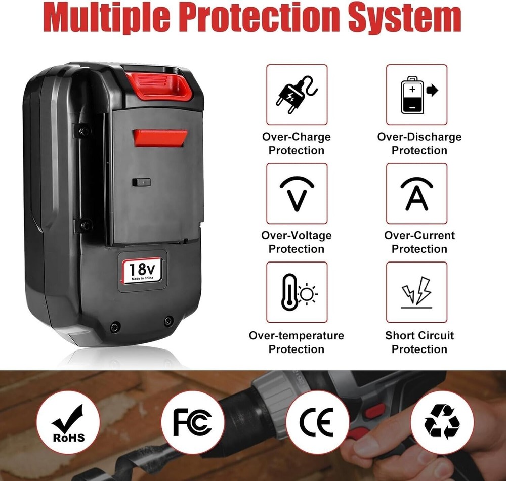 2Pack 18V 4.5Ah Replace Battery for Porter Cable PC18B 18-Volt Cordless Tools