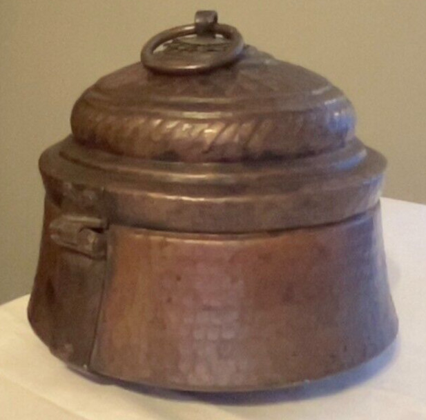Vintage Signed Copper Hammered Chapatti Bread Box