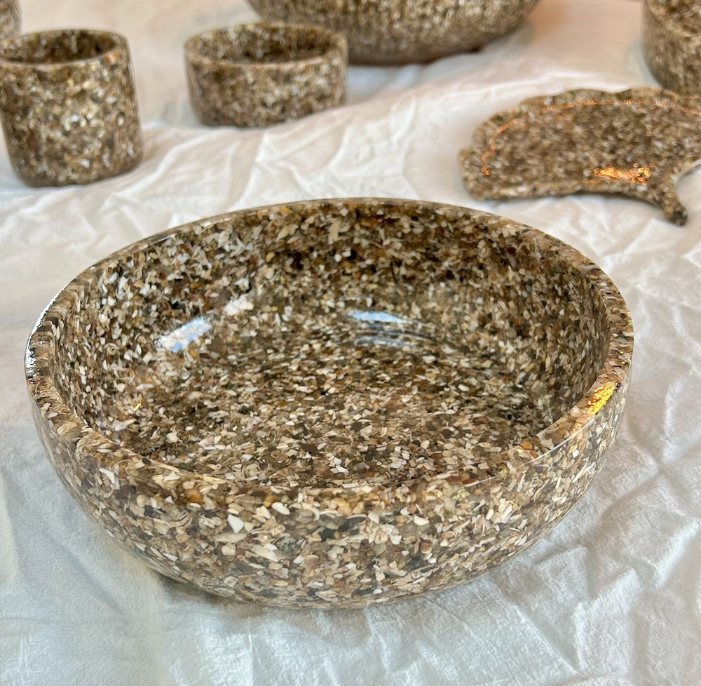 Handcrafted Connecticut Shoreline Stone & Shell 3 Inch Cup