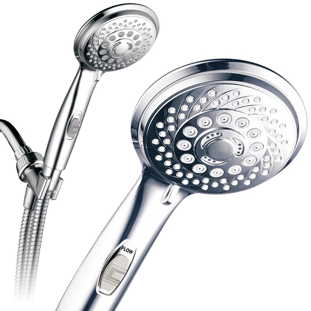 PowerSpa 7-Setting Luxury Hand Shower with On/Off Pause Switch, Chrome