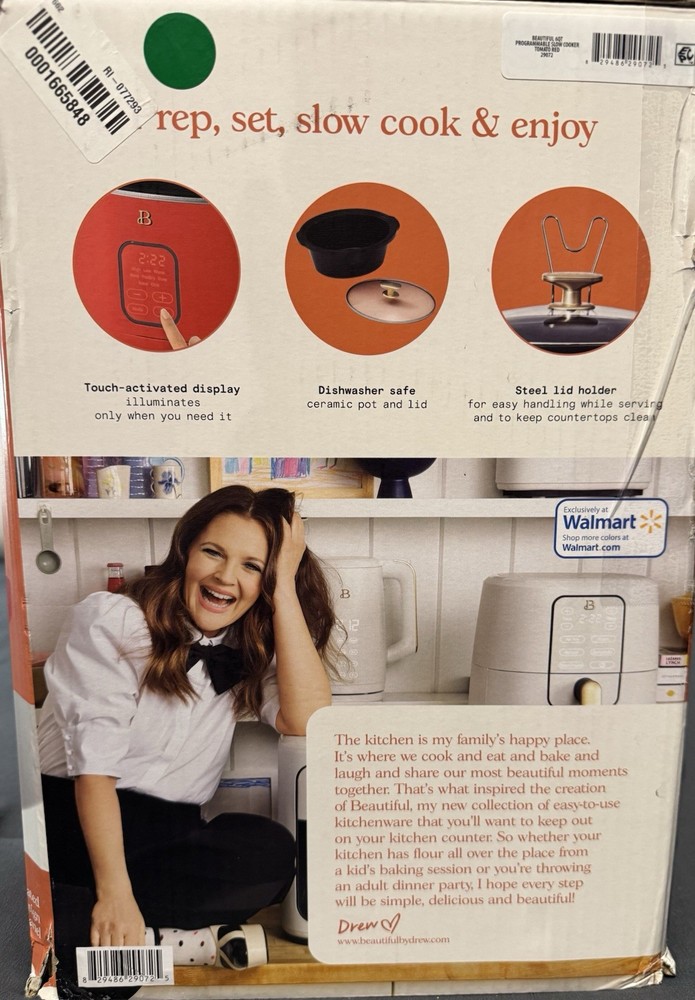 Beautiful 6qt Programmable Slow Cooker Red Touch-Activated Display