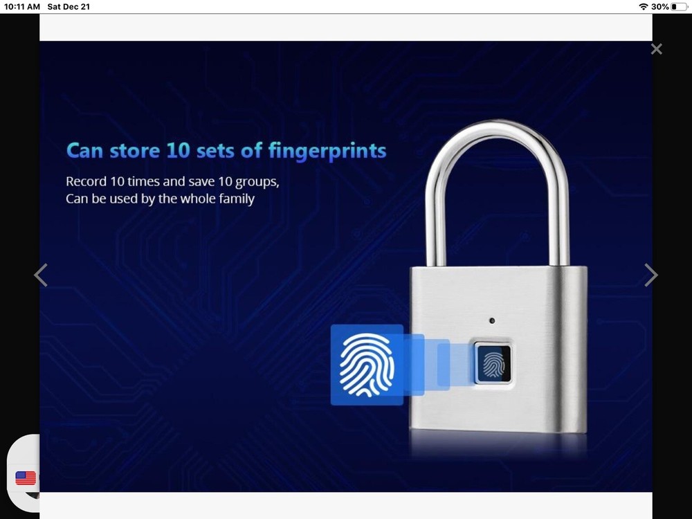 Security Fingerprint Lock. Black This Is Amazing!!! Item 155