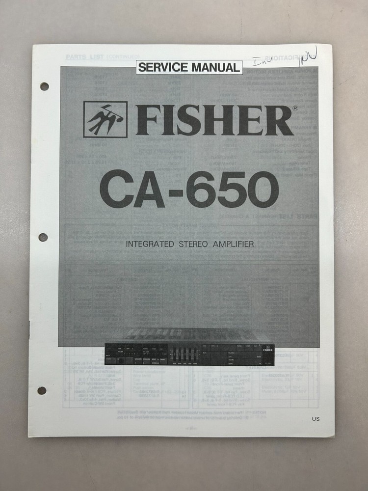 Fisher CA-650 Original Service Manual Free Shipping