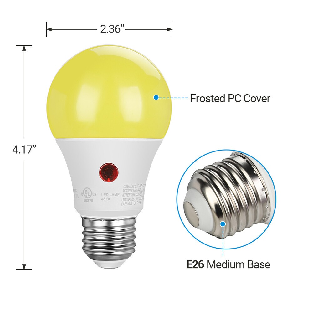 DEWENWILS 4-Pack A19 Light Sensor LED Light Bulbs LED Security Bulbs for Porch