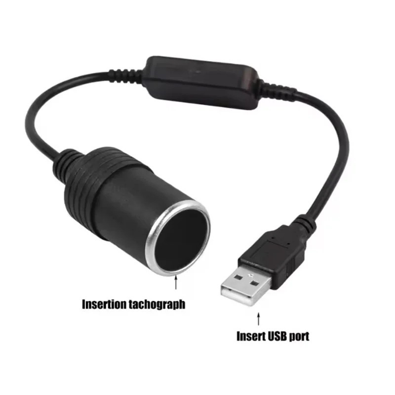 USB To 12V Car Female Socket Converter Adapter Cable Connector