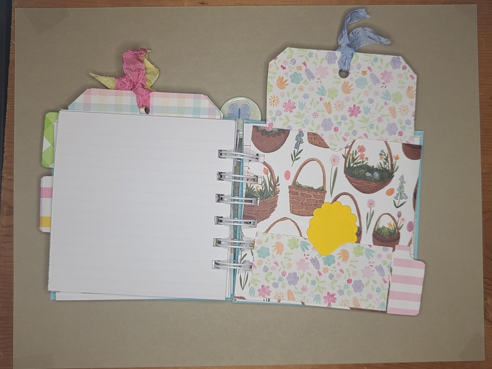 Little cinched journal notebook, Easter, handmade