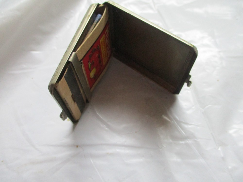 Vintage silver match book holder Brun-mill USA chatelain