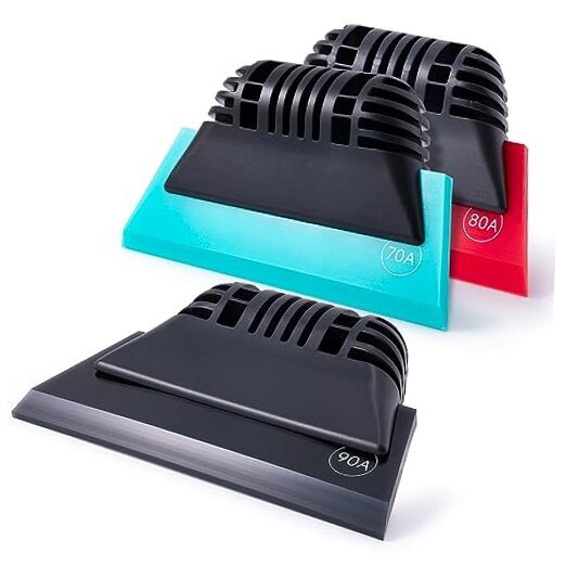3 Pack Different Hardness Small Squeegee, Non-Slip Handle Rubber Multicolor