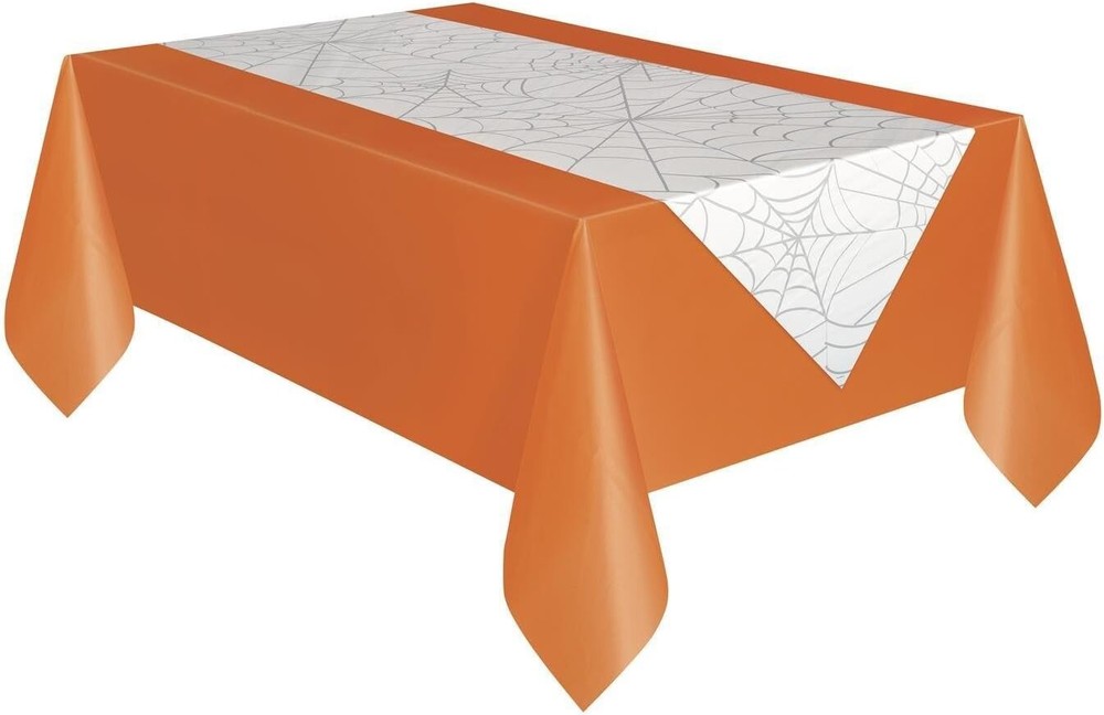 Plastic Spider Web Halloween Table Runner, 7ft x 1.5ft