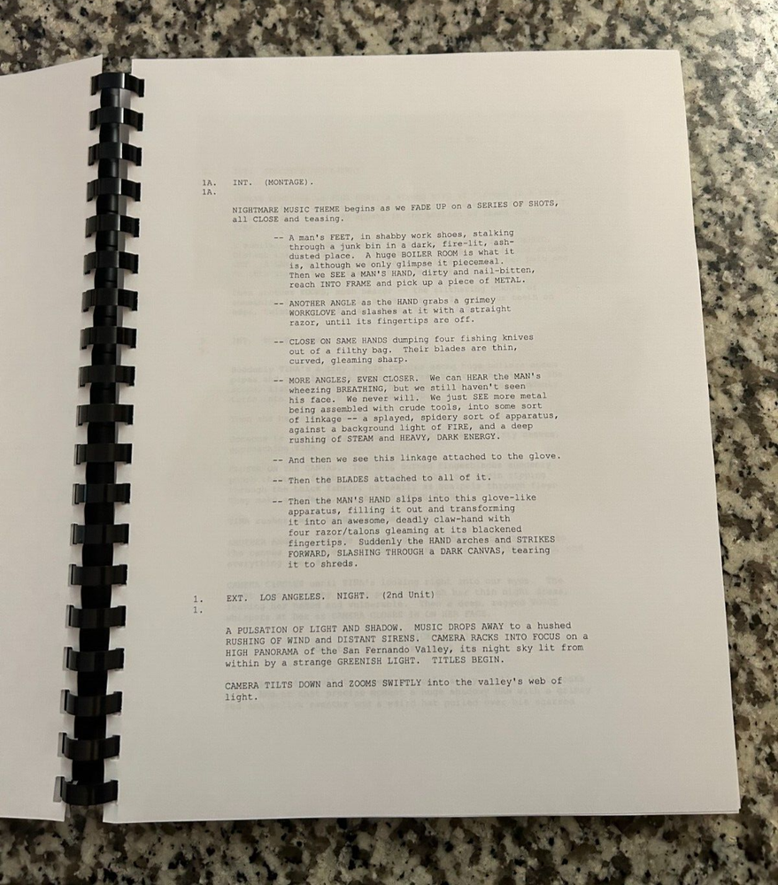 Nightmare on Elm Street Horror Movie Script Reprint Full Screenplay Script