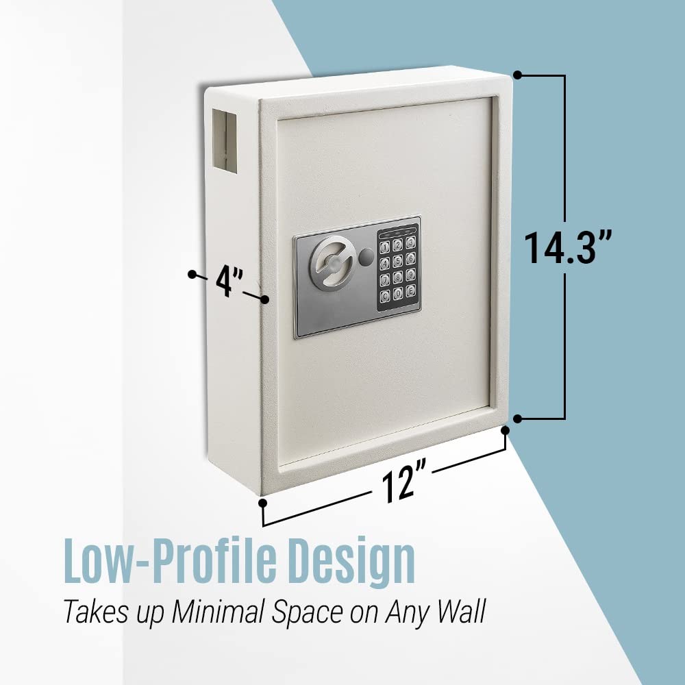 Key Holder Wall Mount - 40-keys Lock Box with Code, Key Cabinet Wall Mount, V...