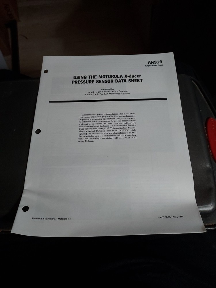 MOTOROLA AN919 USING THE MOTOROLA X-DUCER PRESSURE SENSOR DATA SHEET