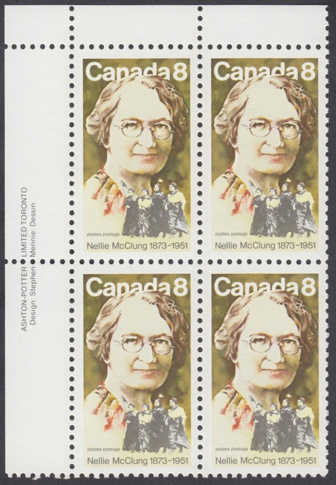 Canada - #622 Nellie McClung Plate Block - MNH