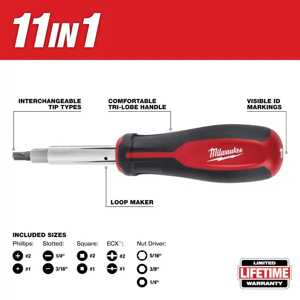 11-In-1 Multi-Tip Screwdriver with ECX Driver Bits