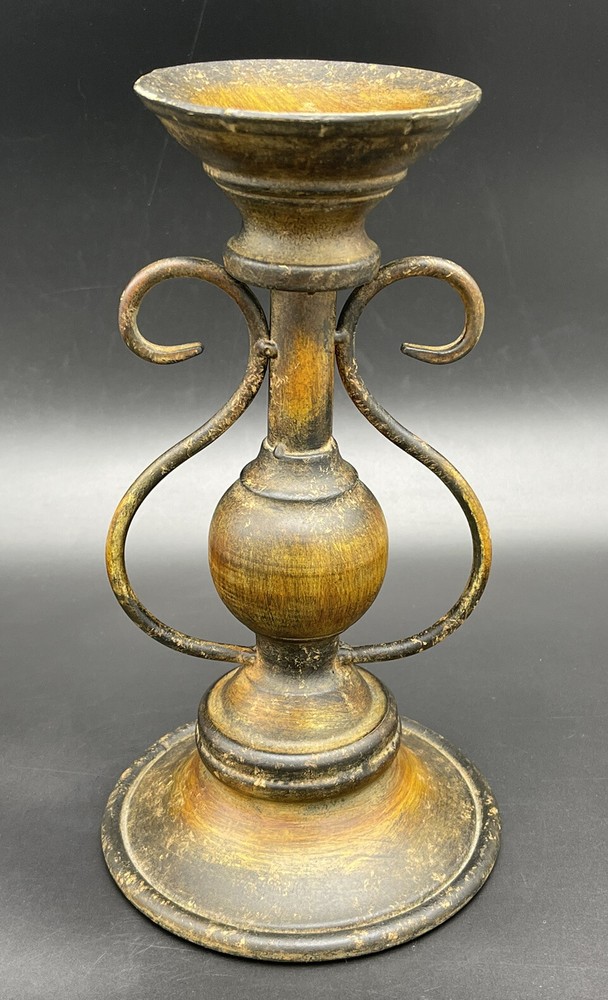 Metal Rustic Style Brown Candlestick/Candleholder 10"T