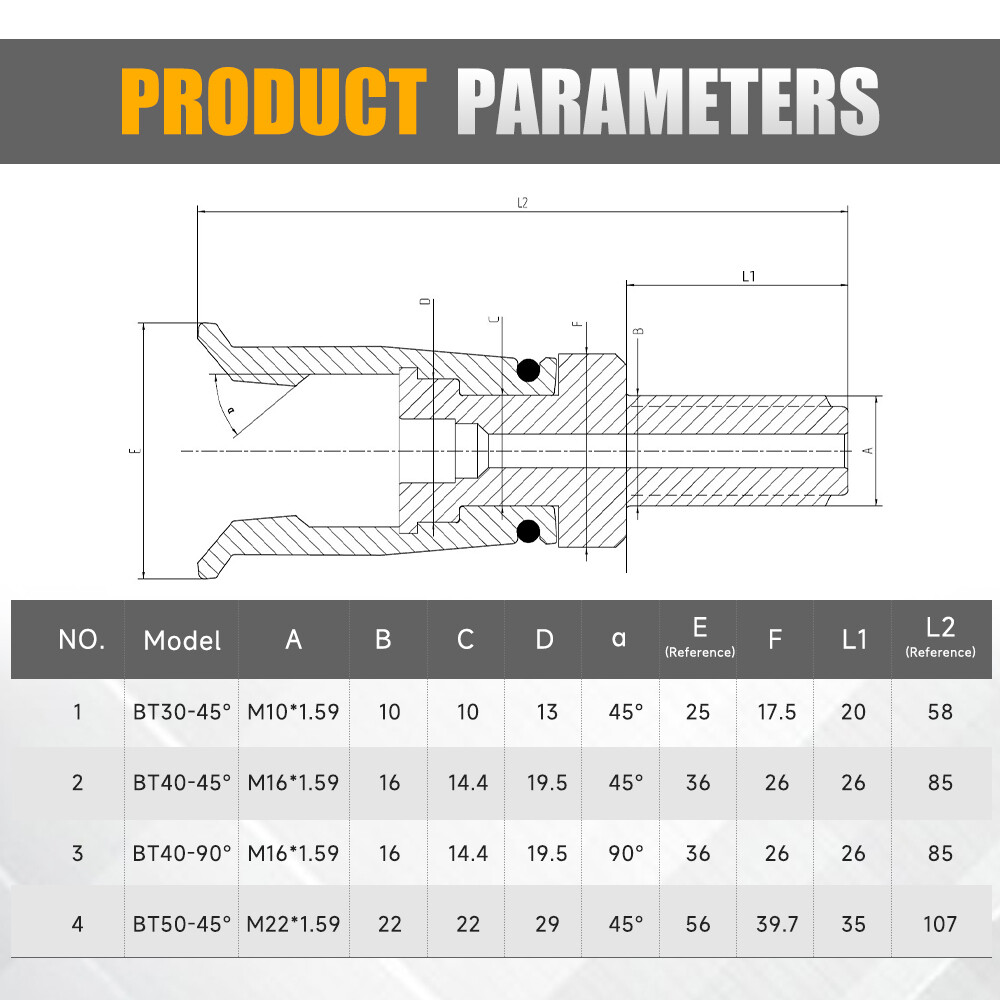 BT30 4 Petal Clamp Pull Claw CNC Spindle 45 Degree Outer Screw Pull 12000RPM