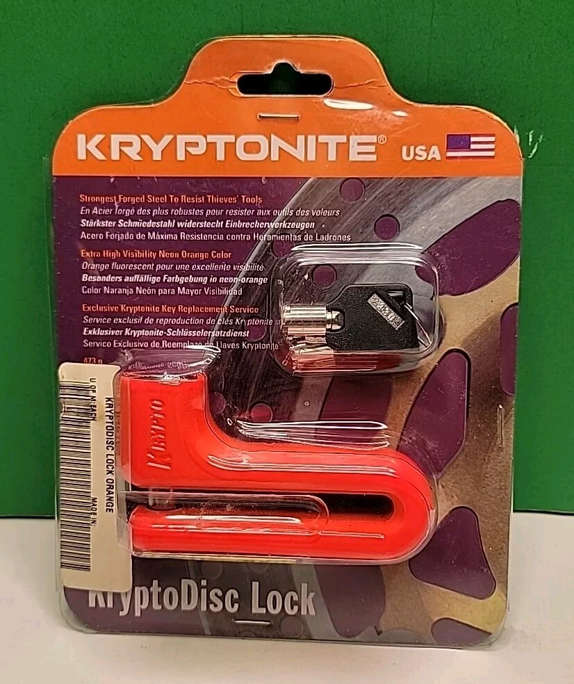 Kryptonite 10mm Orange Compact KryptoDisc Lock With 2 Keys.
