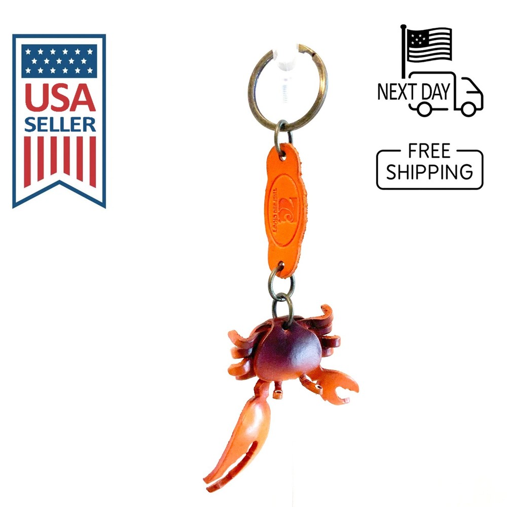 Crab Handmade Leather Keyring #1