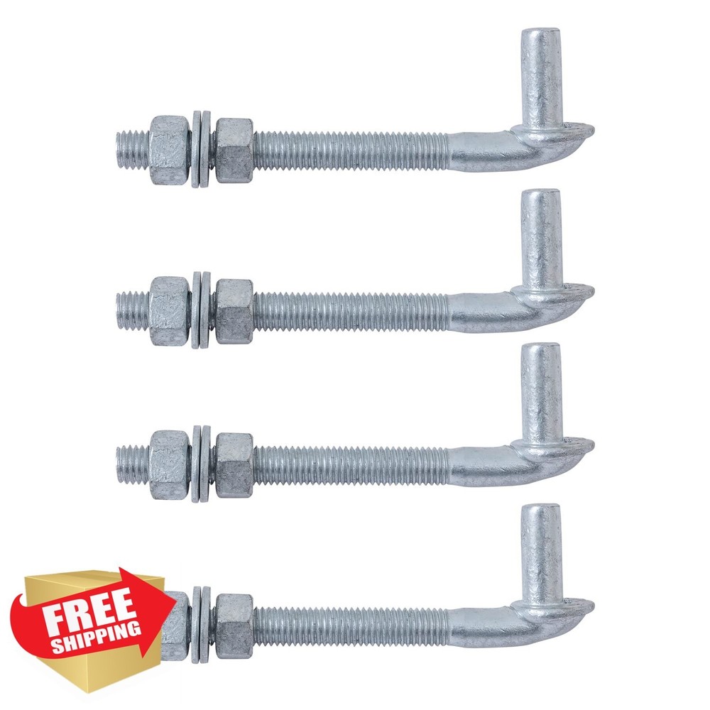 VIVIDA 6" Galvanized J Bolt Gate Hinge Post 4 Pack Chain Link