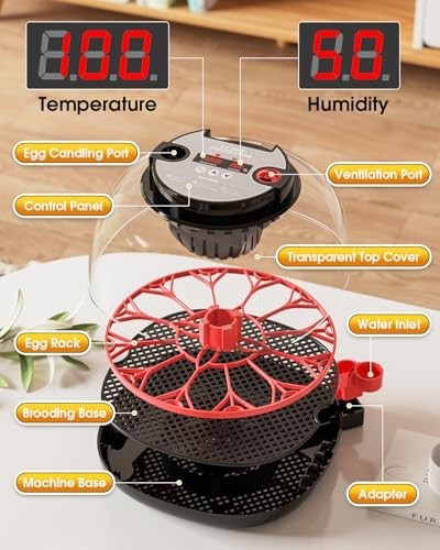 12 Egg Automatic Incubator Digital LED Display Temperature Control Poultry Hatch