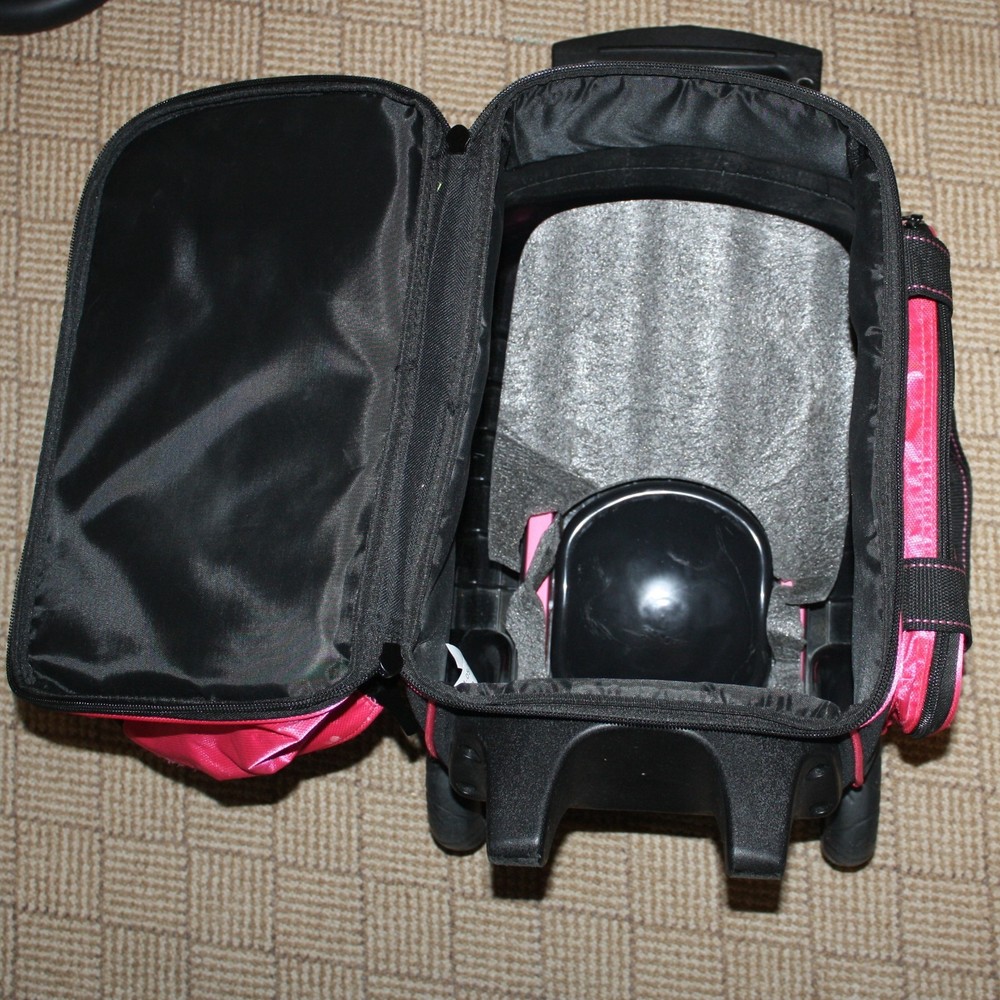 Brunswick Pink Black Rolling Bowling Ball Bag Single Telescoping Handle