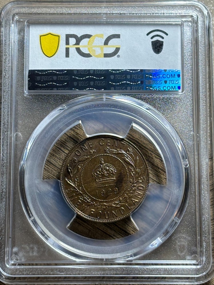 Newfoundland Large Cent 1929 PCGS Graded MS63 Brown