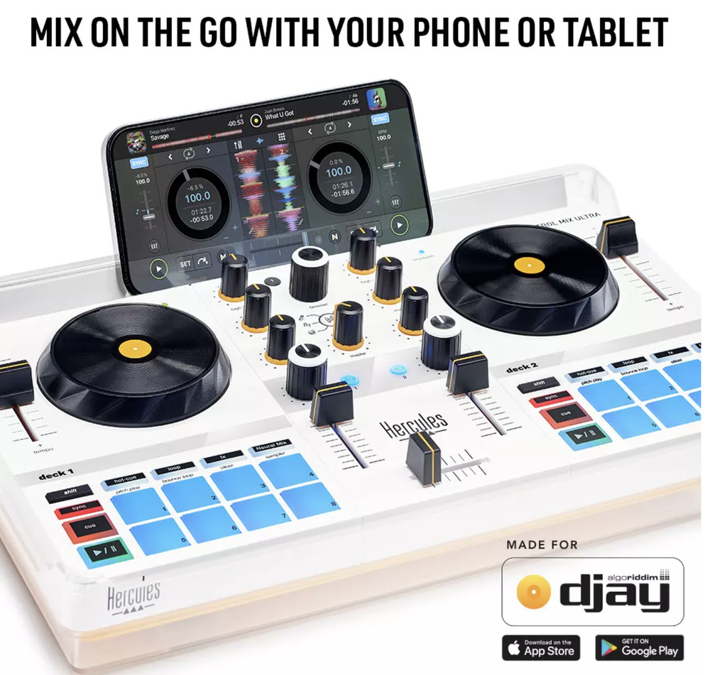 Hercules DJ Control Mix Ultra - Wireless, Compact DJ Controller
