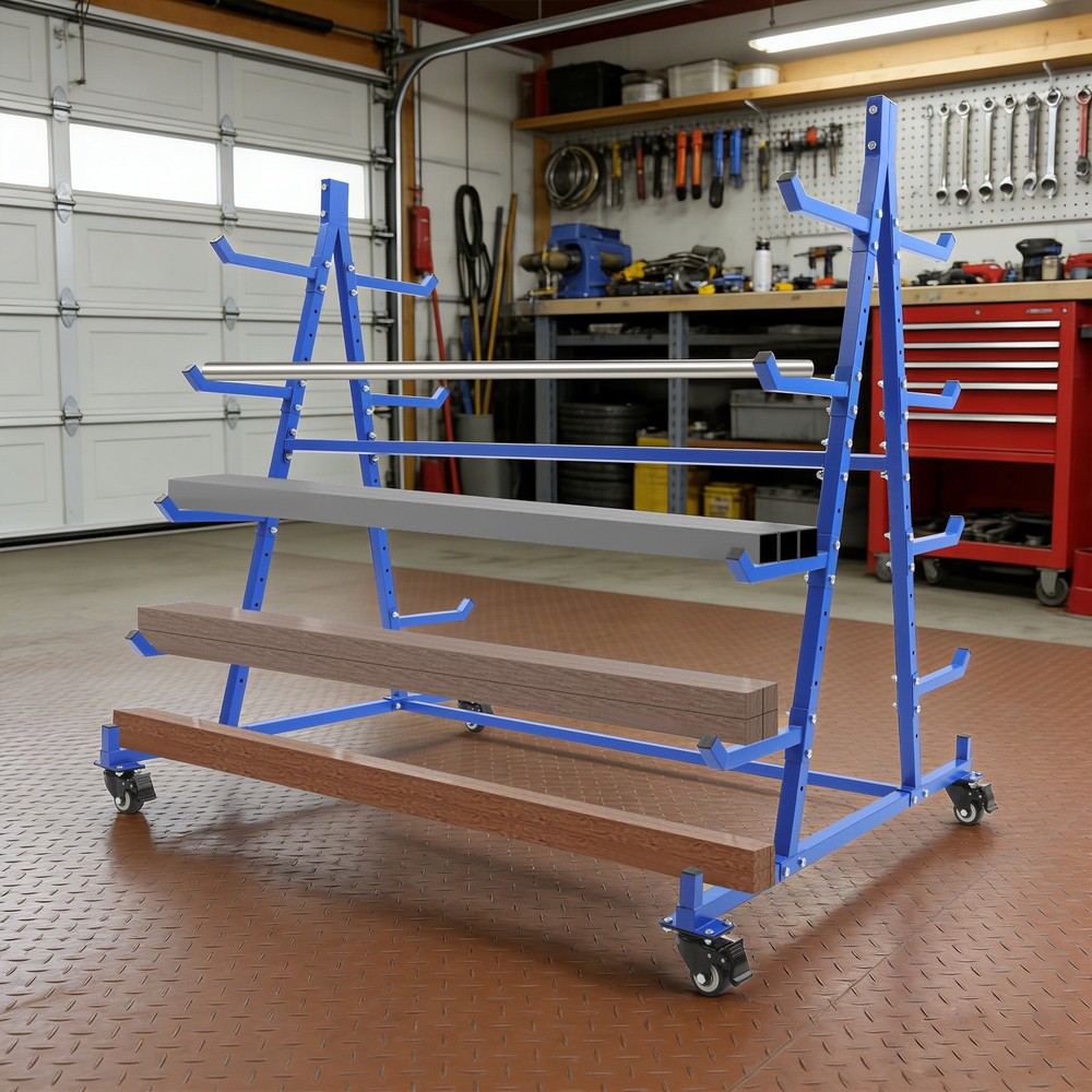 Heavy-Duty Mobile Horizontal Storage Rack 5 Tier Horizontal Storage Rack w/Wheel