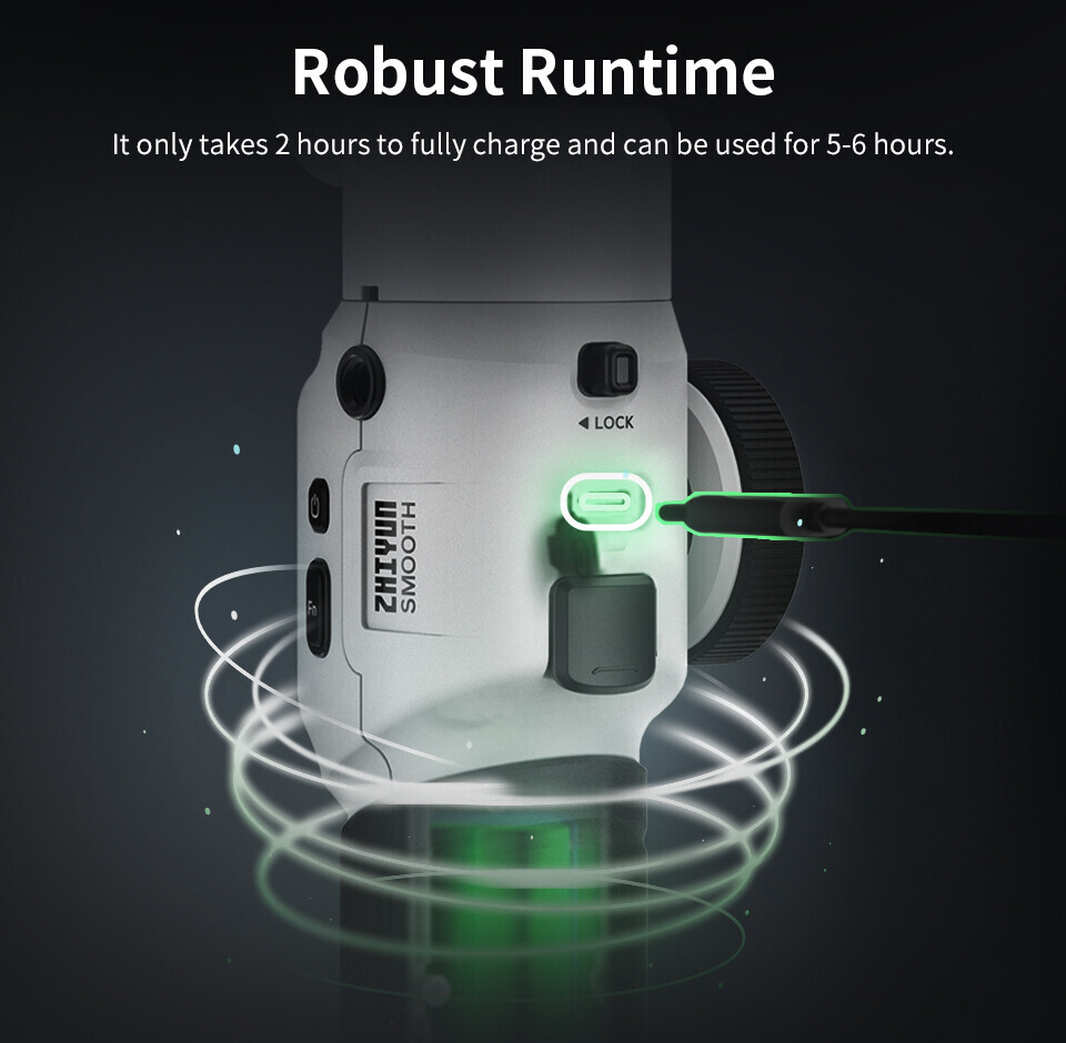 ZHIYUN Smooth 5S Combo, 3-Axis Gimbal Stabilizer with Light for iPhone Android