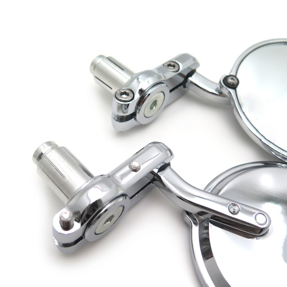 Chrome Foldable Universal Motorcycle Round 1" 25 mm Handle Bar End Side Mirrors