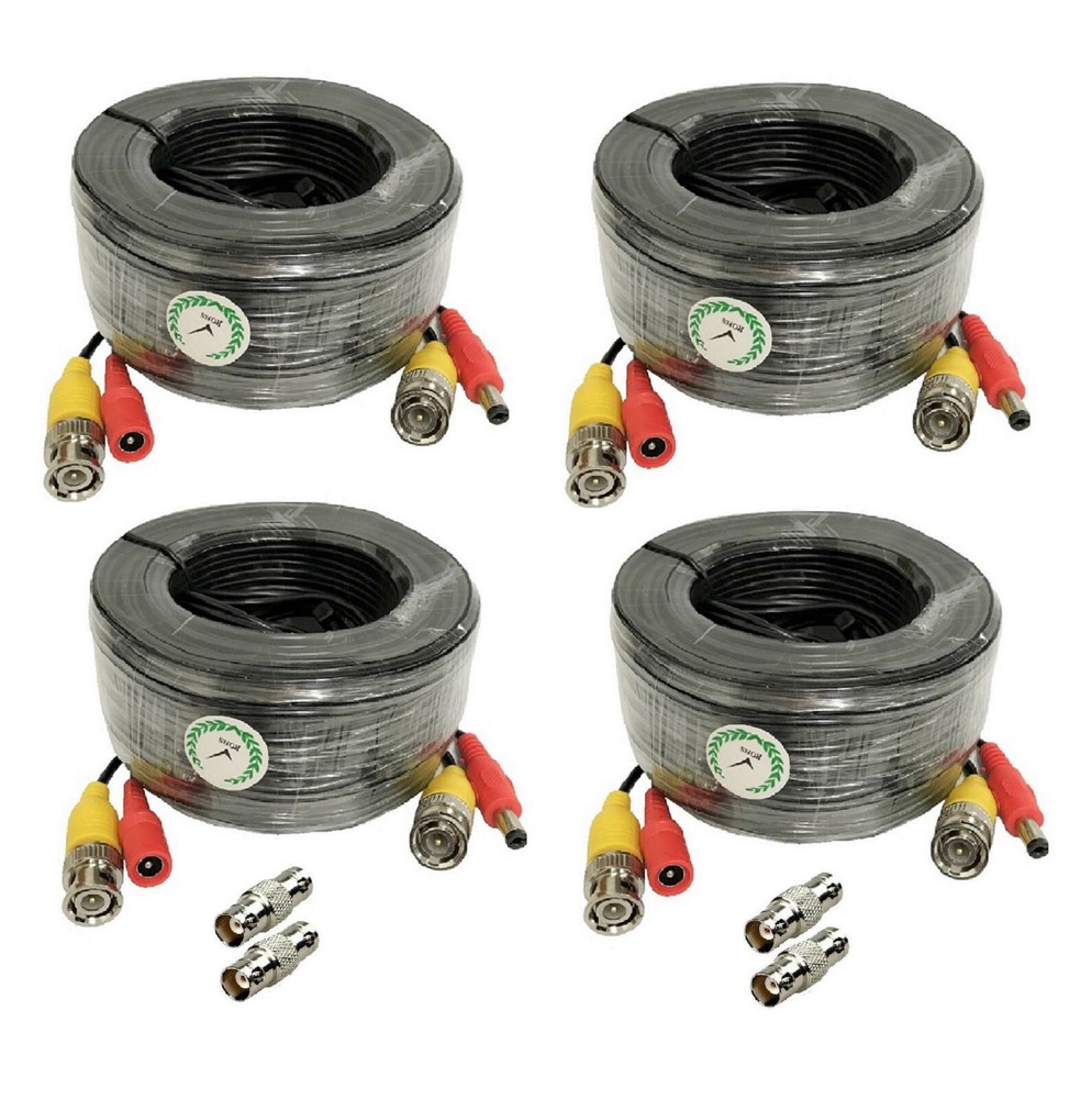 4 Pcs PREMIUM 100Ft.Double BNC EXTENSION CABLES FOR DEFENDER SYSTEMS